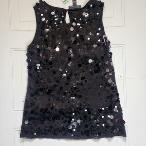 INC International Concepts Sparkling Black Sequin Top